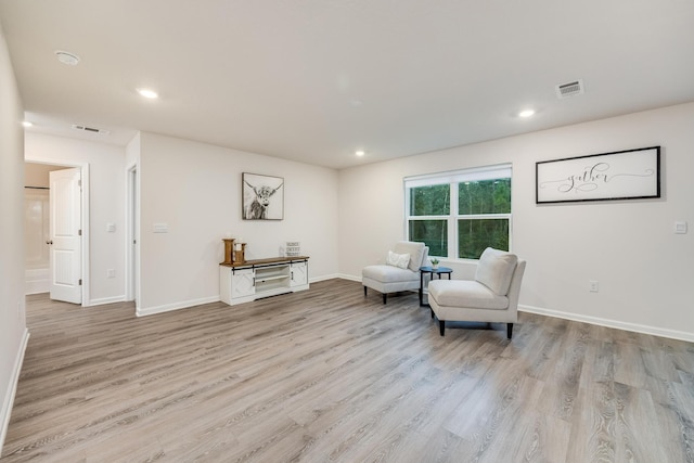 living area featuring light wood-type flooring