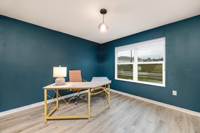 office area featuring light wood-type flooring