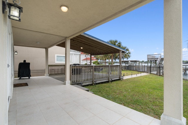 view of patio featuring a wooden deck