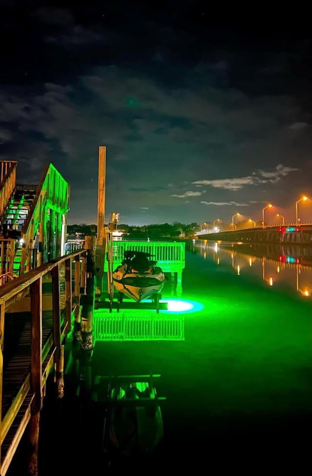 view of dock featuring a water view