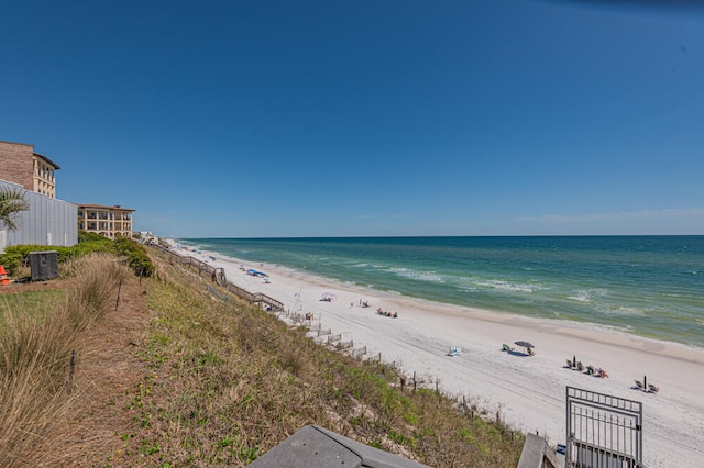 property view of water featuring a view of the beach