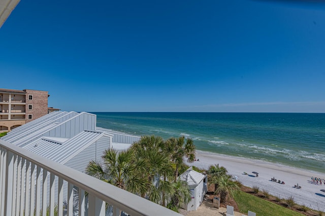 property view of water with a beach view