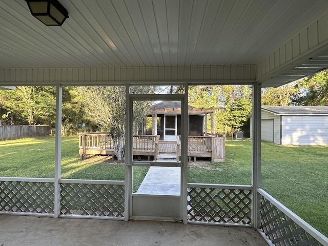 view of unfurnished sunroom