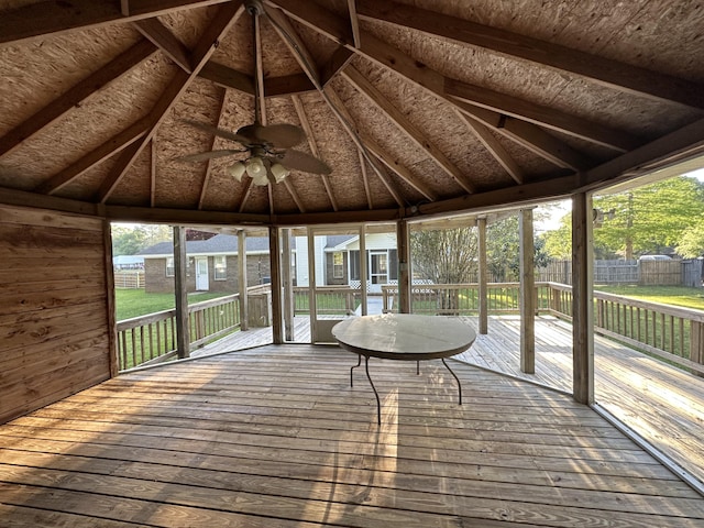 exterior space featuring lofted ceiling