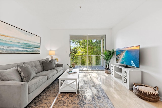 view of tiled living room