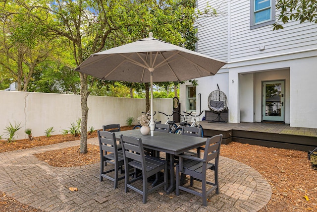 view of terrace with a wooden deck