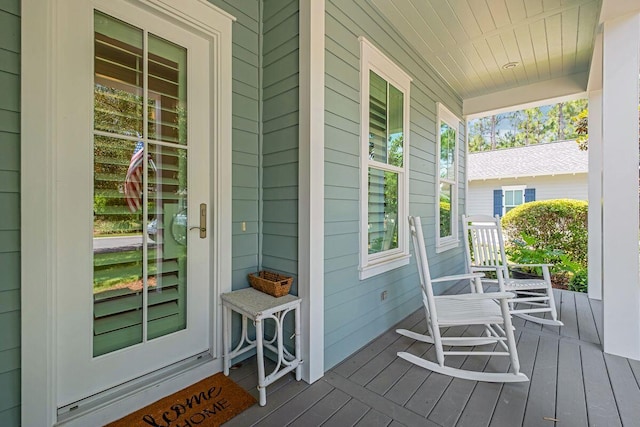 wooden deck with covered porch