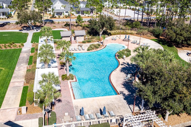 view of pool featuring a patio