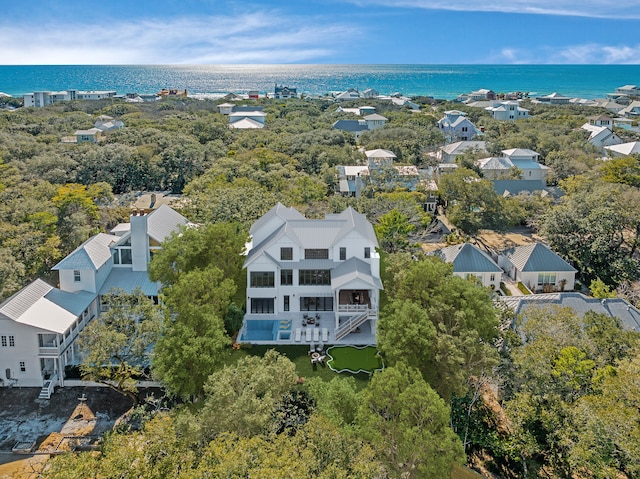 bird's eye view featuring a water view