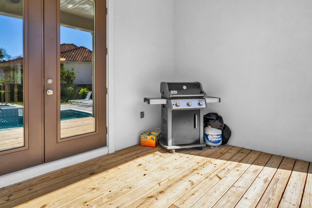 interior space with a grill