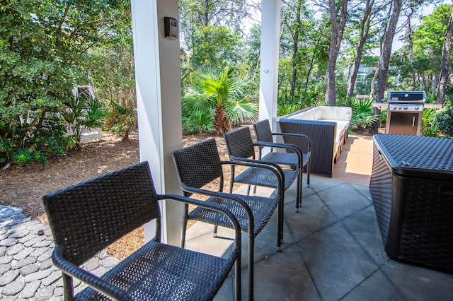 view of patio / terrace featuring area for grilling and an outdoor hangout area