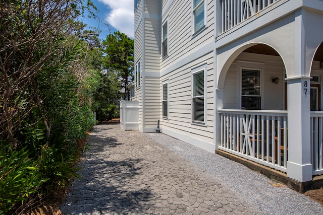 view of home's exterior with a porch