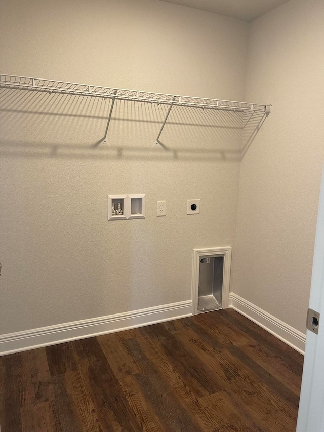 laundry room with electric dryer hookup, dark hardwood / wood-style floors, and hookup for a washing machine