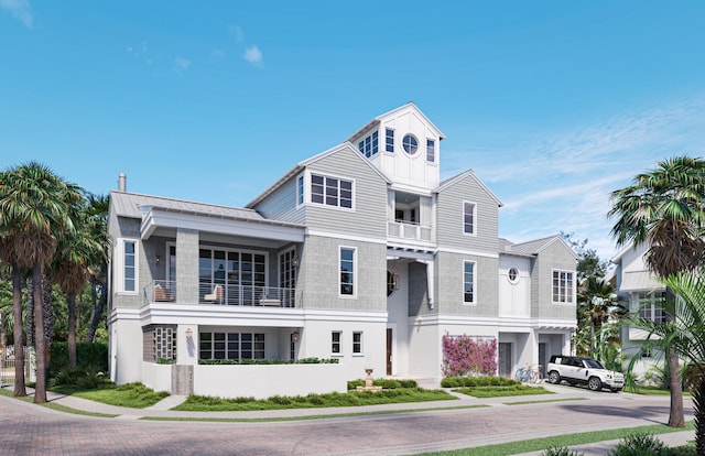 view of front of home featuring metal roof and a standing seam roof