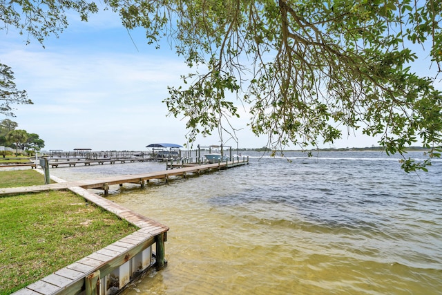 view of dock featuring a water view