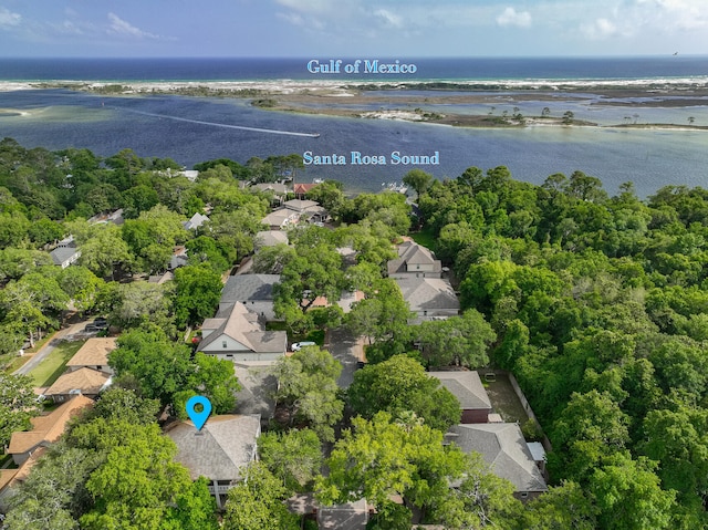 bird's eye view featuring a water view