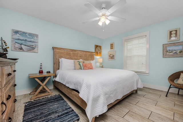 bedroom featuring ceiling fan