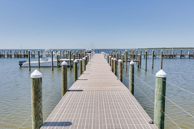 view of dock featuring a water view