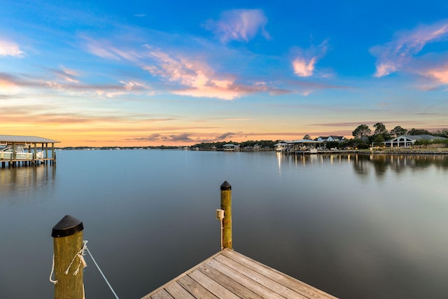 view of dock featuring a water view