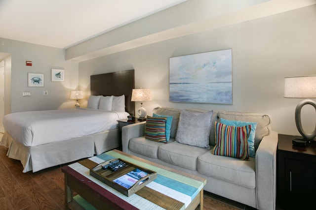 bedroom featuring dark hardwood / wood-style floors