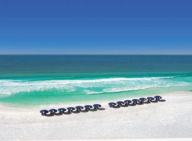 view of water feature with a view of the beach