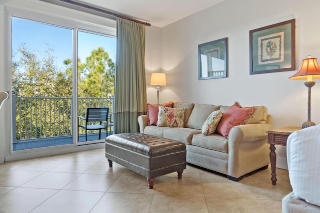 view of tiled living room