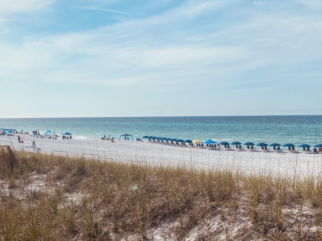 property view of water featuring a view of the beach