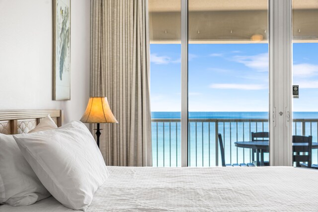 bedroom with a water view