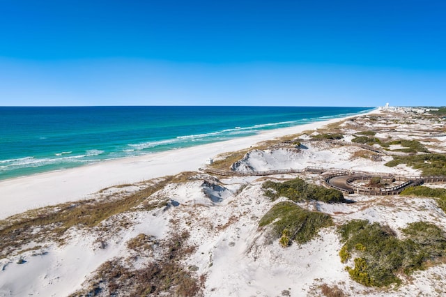 property view of water featuring a beach view