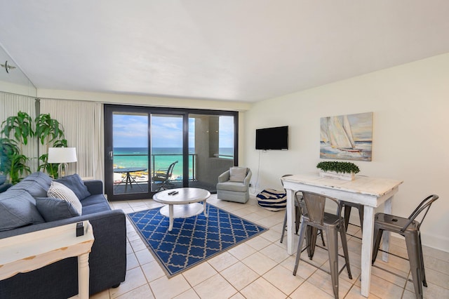 view of tiled living room