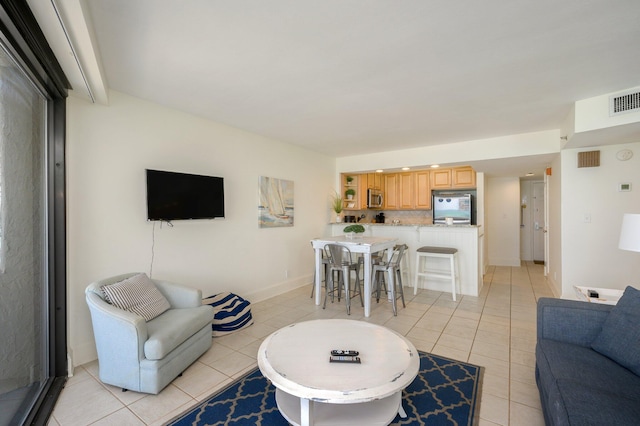 view of tiled living room