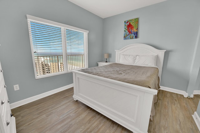 bedroom with hardwood / wood-style floors