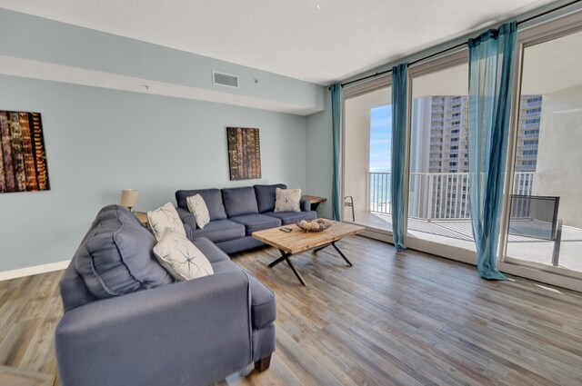 living room featuring hardwood / wood-style floors