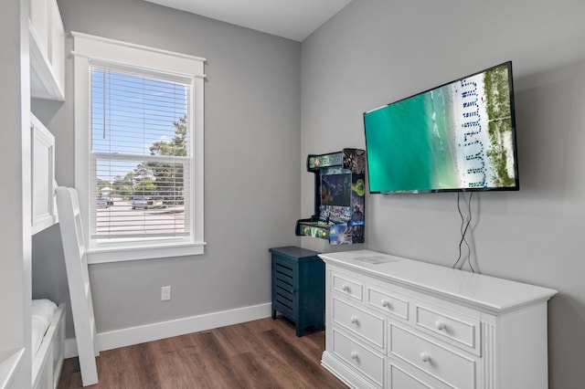 bedroom featuring dark hardwood / wood-style floors