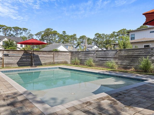 view of swimming pool with a patio area