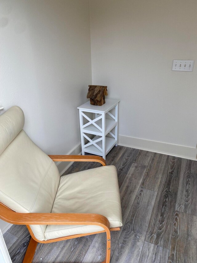 sitting room with dark hardwood / wood-style floors