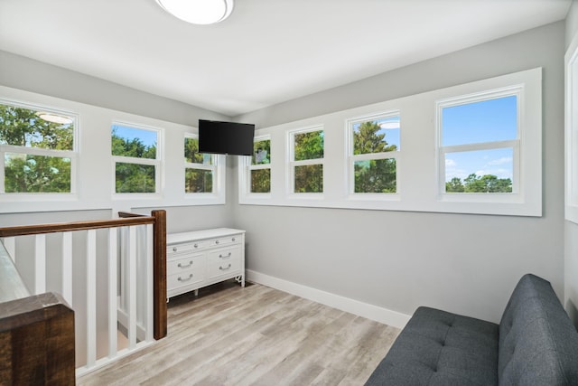 sitting room with light wood-type flooring