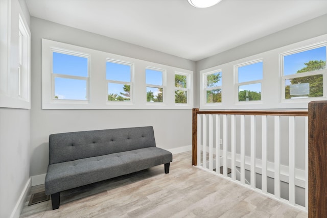 living area featuring light wood-type flooring