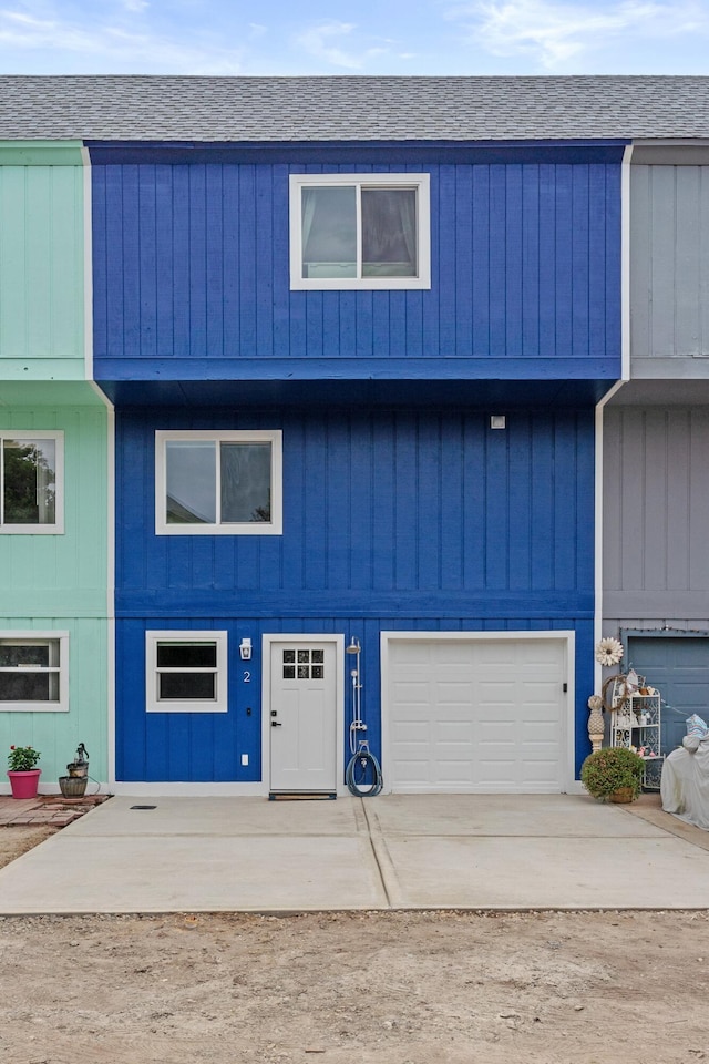 exterior space featuring a garage