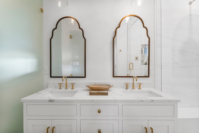 bathroom with double vanity