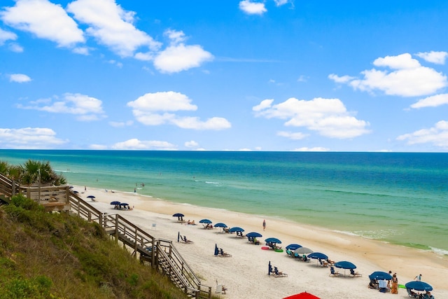 property view of water with a beach view