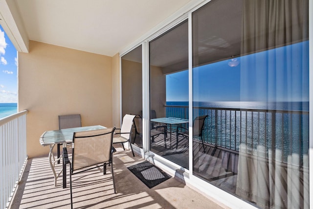 balcony with a water view