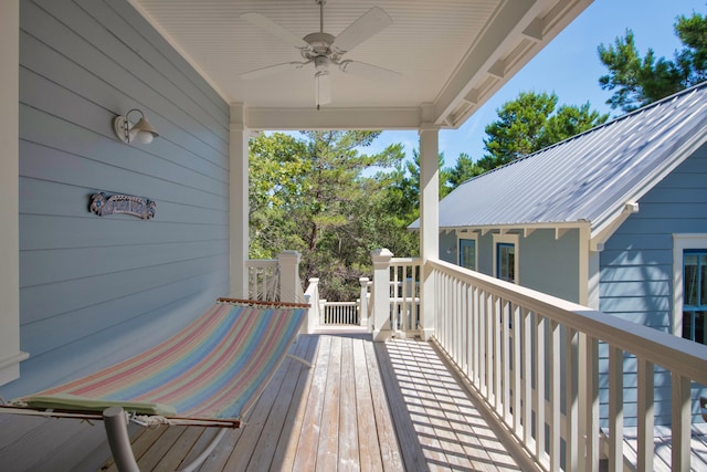 deck featuring ceiling fan