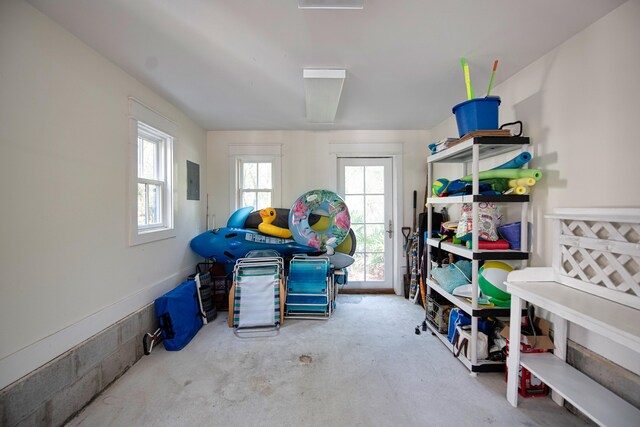 interior space featuring concrete floors