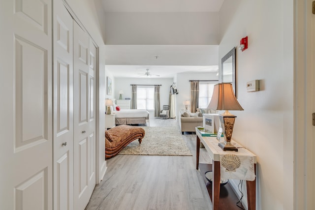 hall featuring light wood-type flooring