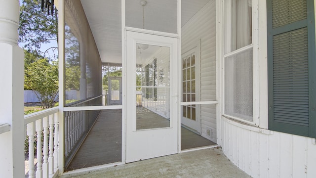 view of unfurnished sunroom