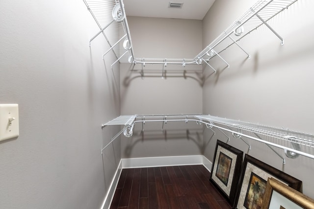 walk in closet with wood-type flooring