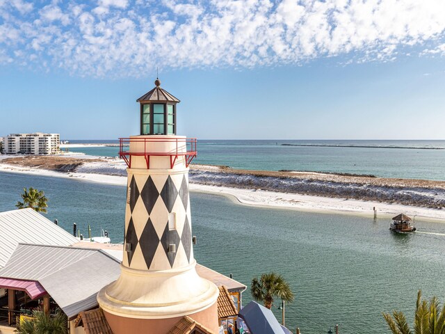 view of water feature with a view of the beach