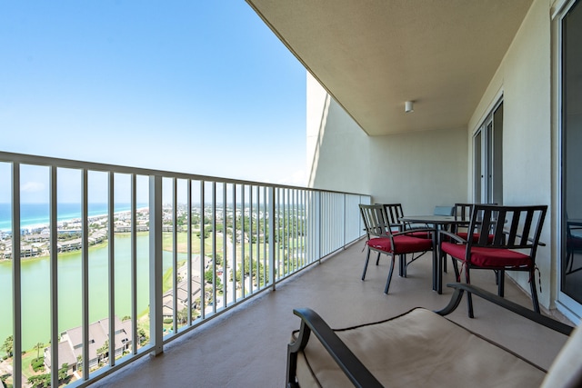 balcony with a water view