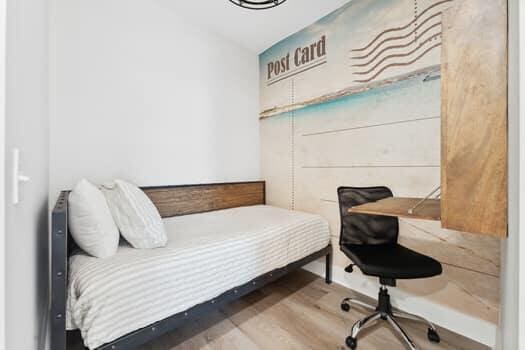 bedroom with wood-type flooring